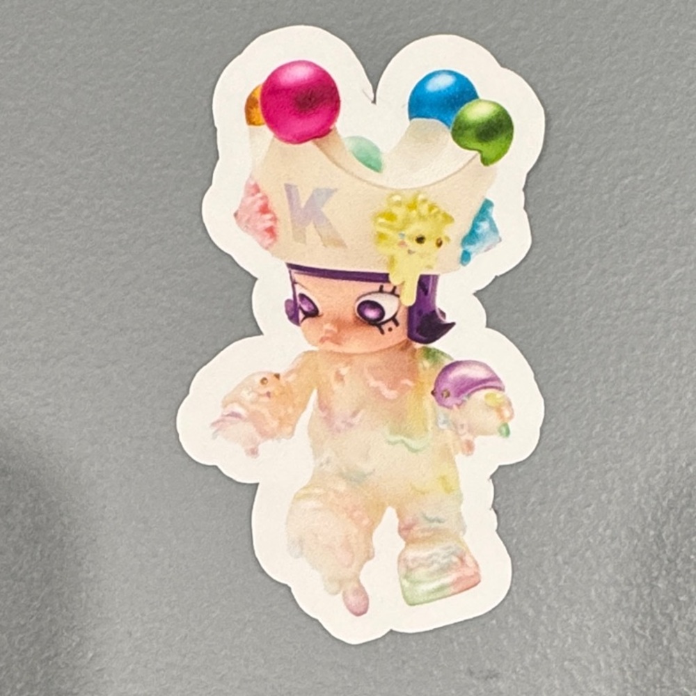 Pastel Crowned Figure vinyl Sticker - Multicolor